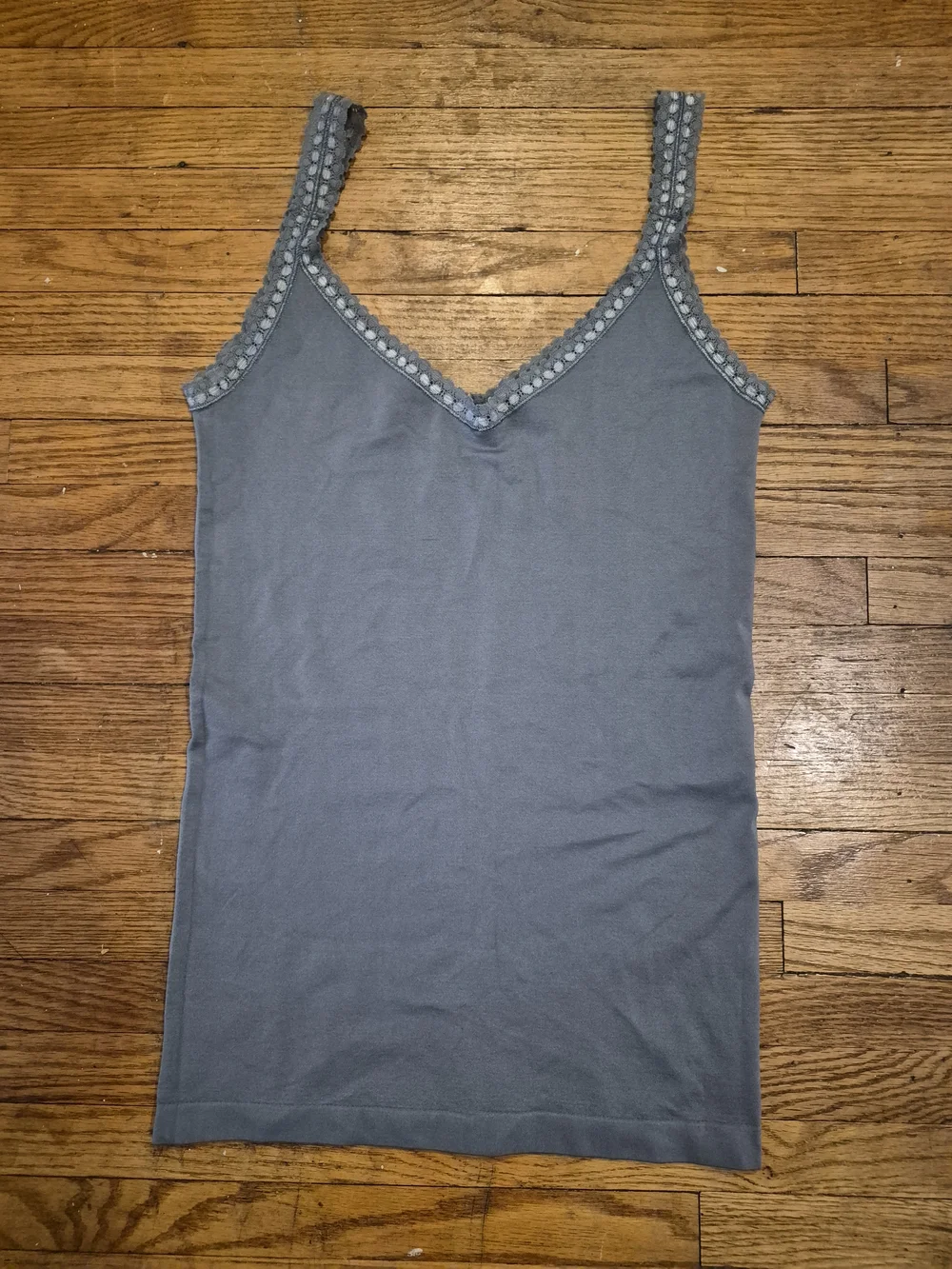 Lenox Slate Blue V-Neck Tank with Trim - Picture 3 of 4